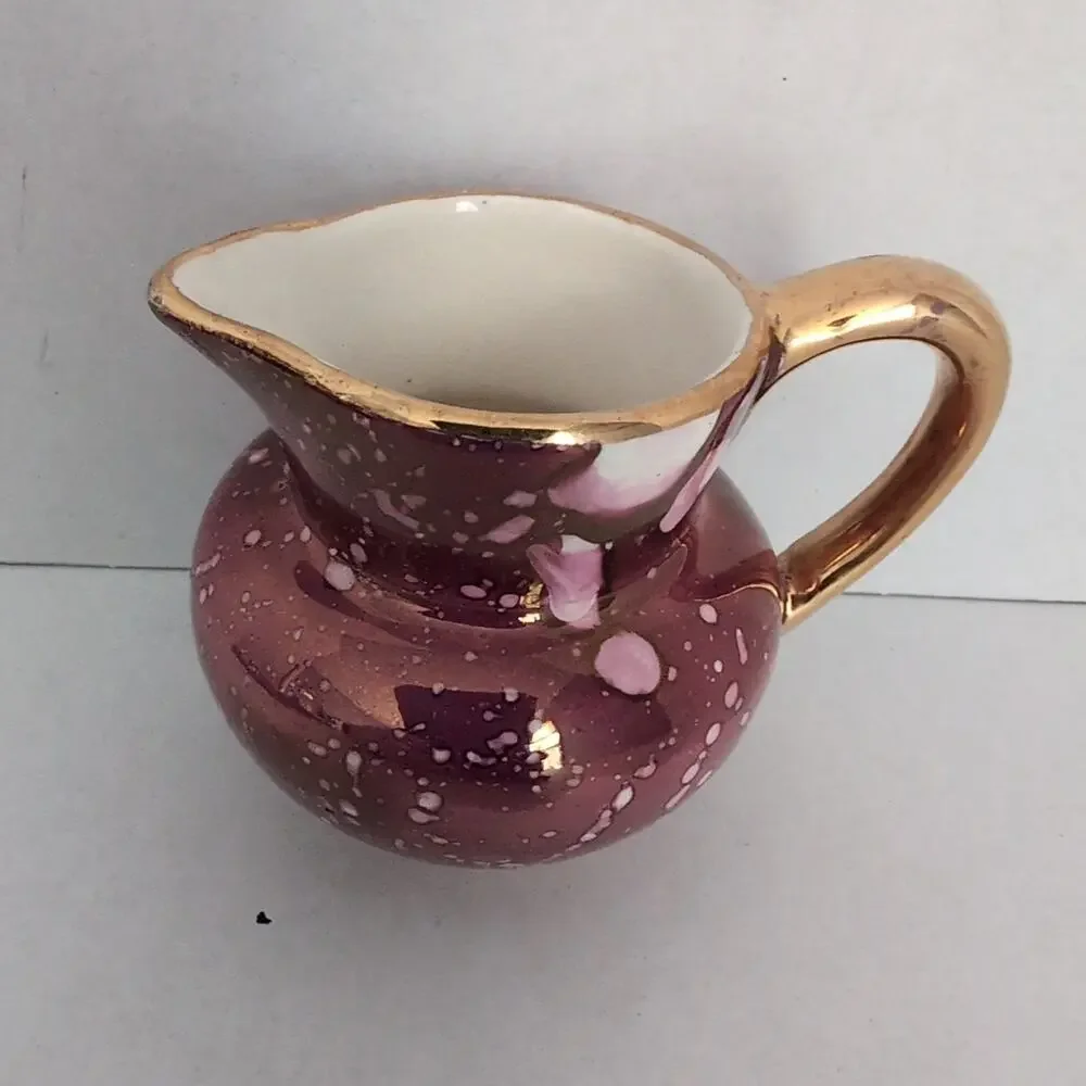 Grays Pottery Mini Pitcher Creamer Stoke On Trent England Purple Gold Lusterware